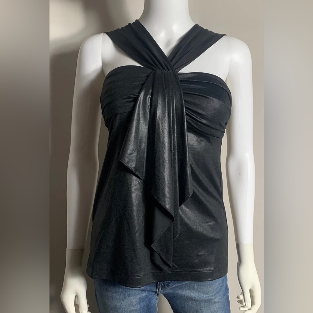 BCBGeneration Black Halter Tie Top Blouse Womens SM